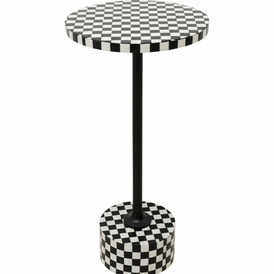 Meubles KARE Design Tables D'Appoint | Table D Appoint Domero Chess Noir Blanc O25Cm